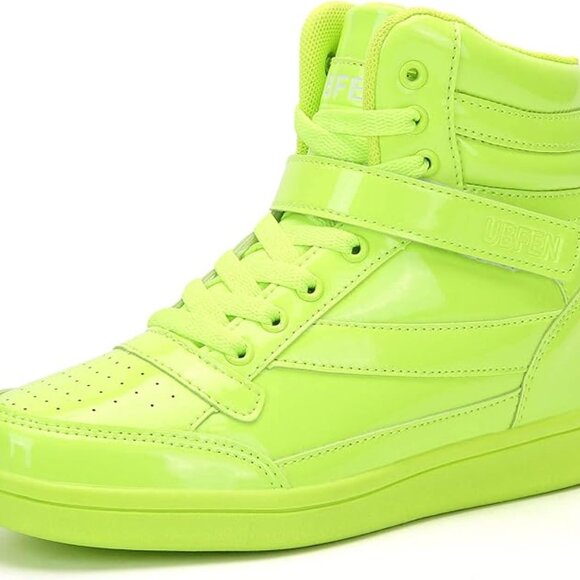 Womens High Top Ankle Support Sneakers Vibrant Color Hidden Wedge Heel Shoes - Picture 4 of 11